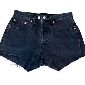 Levi's Womens 501 Button Fly Cut off Cotton Denim Shorts‎ Black Size 27